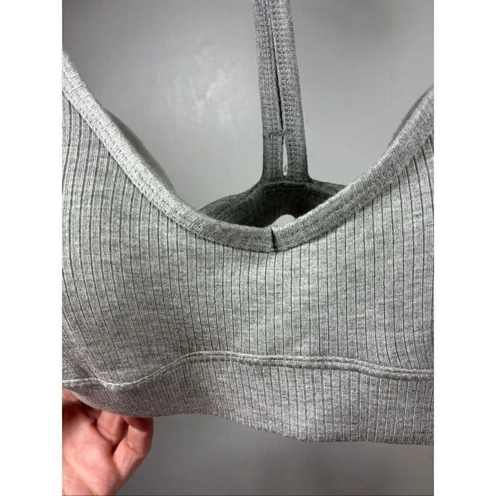 ALO Yoga NWT Ribbed Blissful Bra in Dove Grey Heather Size XS